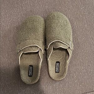 Sage Green Fuzzy Clogs